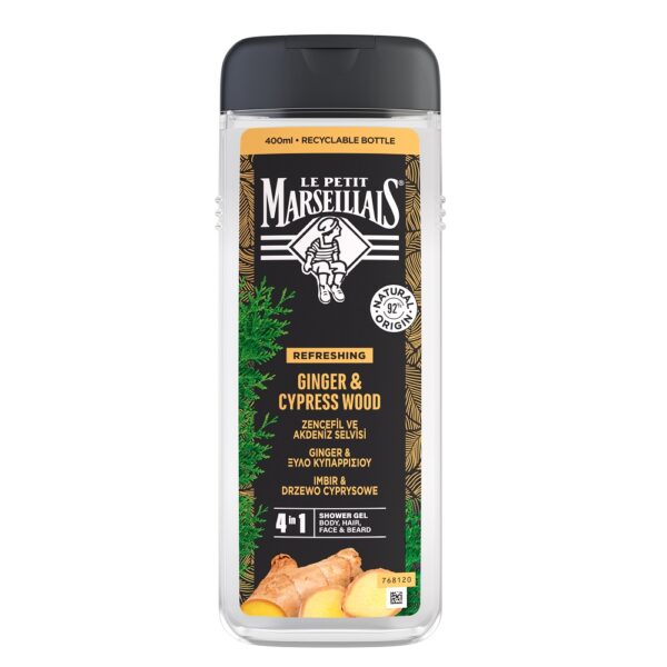 Le Petit Marseillais Żel pod prysznic 4w1 dla mężczyzn Imbir & Drzewo Cyprysowe 400ml (P1)
