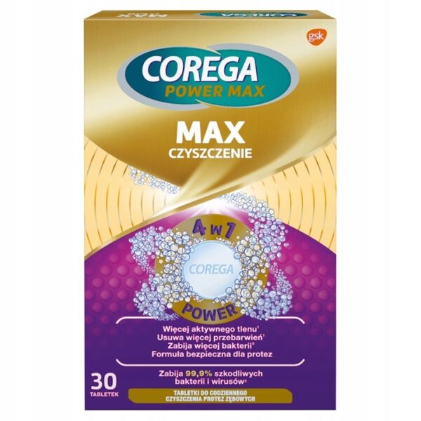 Corega Max Czyszczenie tabletki do czyszczenia protez zębowych 30szt (P1)