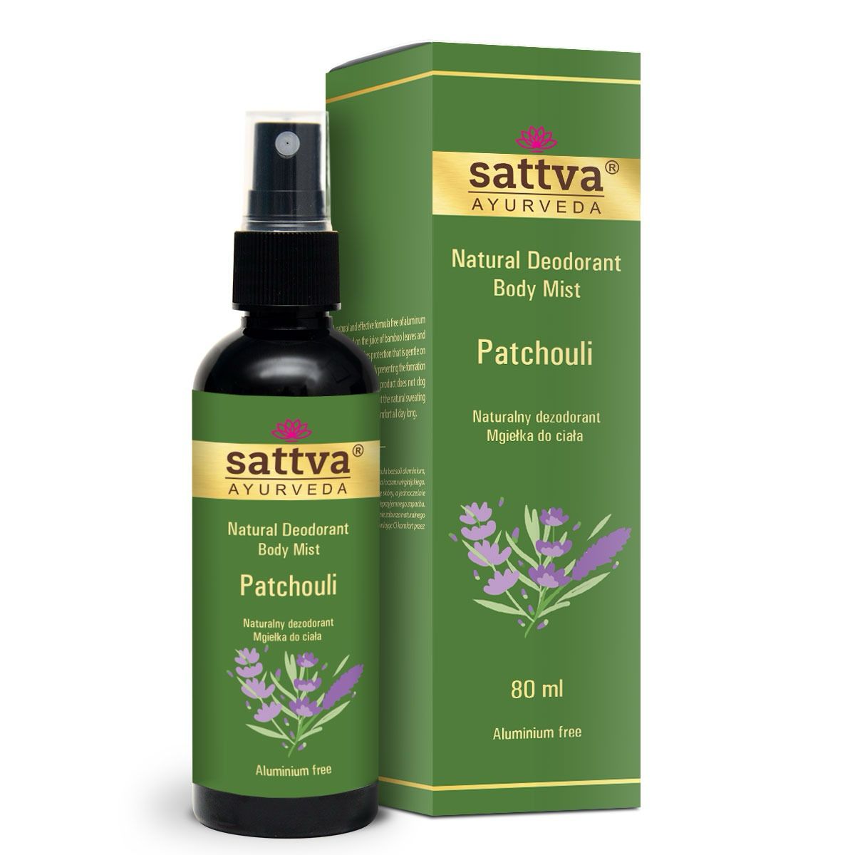 Sattva Natural Deodorant Body Mist naturalny dezodorant w formie mgiełki do ciała Patchouli 80ml (P1)