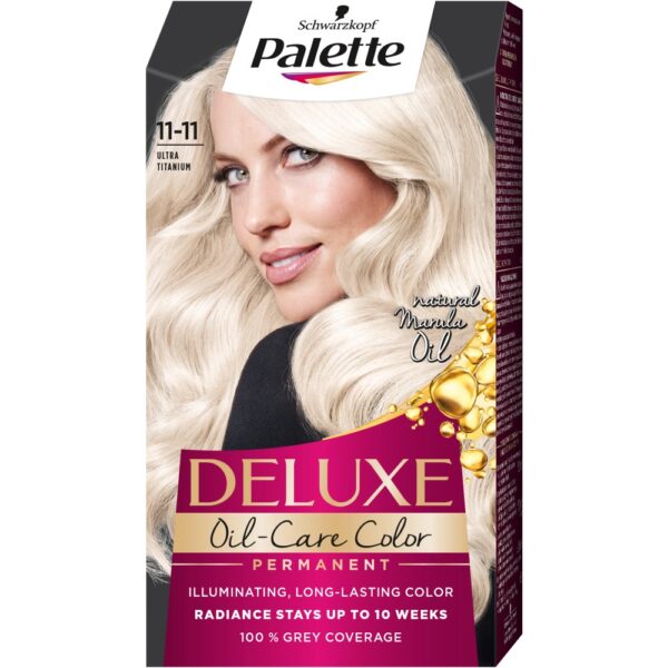 Palette Deluxe Oil-Care Color farba do włosów trwale koloryzująca z mikroolejkami 11-11 Ultra Tytanowy Blond (P1)