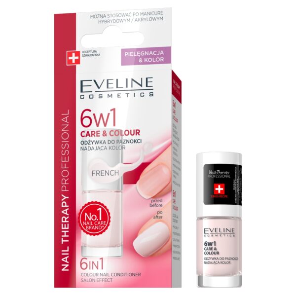 Eveline Cosmetics 6w1 Care&Colour odżywka do paznokci nadająca kolor French 5ml (P1)