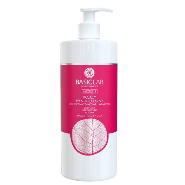 BasicLab Micellis kojący płyn micelarny do skóry naczynkowej i wrażliwej 2% Betainy Naryngenica & Ektoina 500ml (P1)