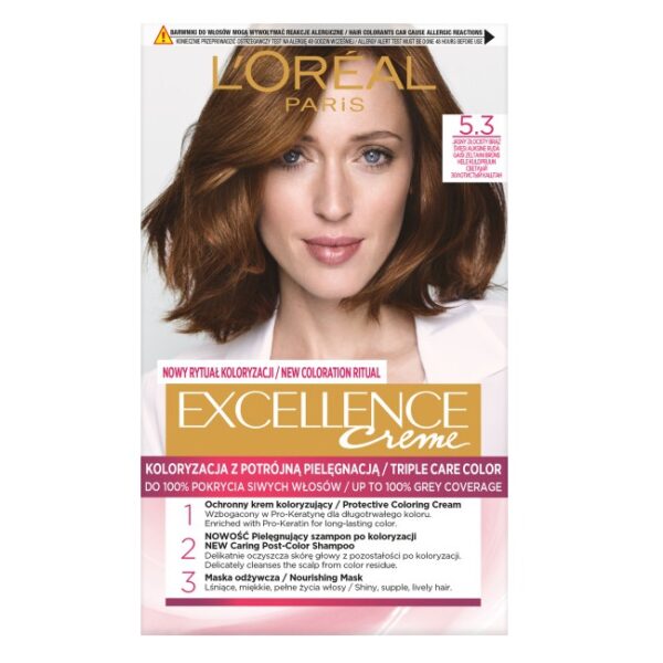 L'Oreal Paris Excellence Creme farba do włosów 5.3 Jasny Złocisty Brąz (P1)
